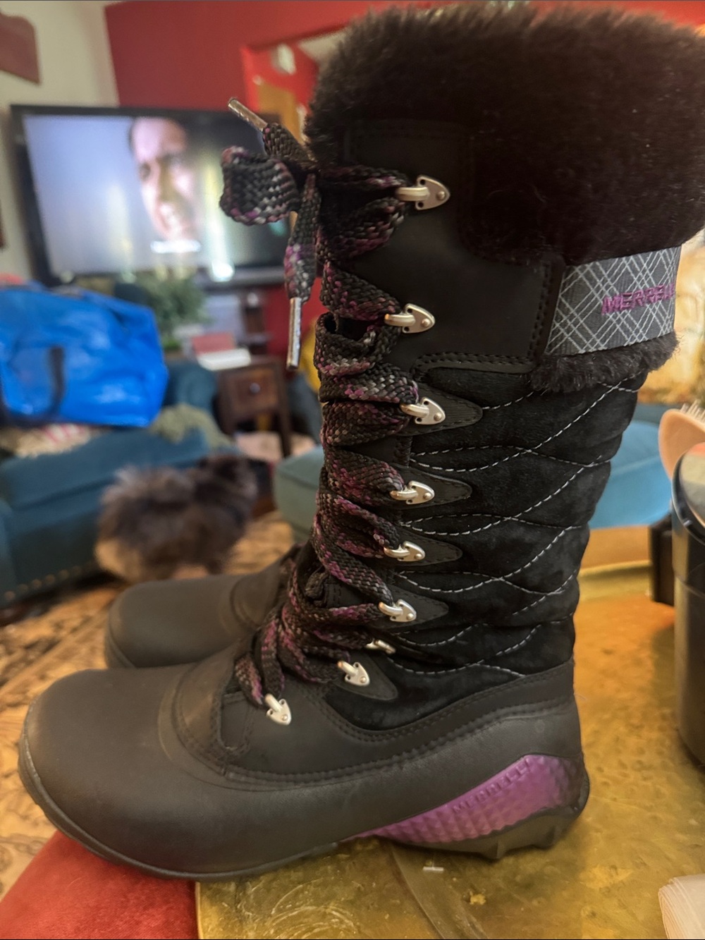 Merrell Black and Purple Women's Insulated Lace-Up Winter Boots